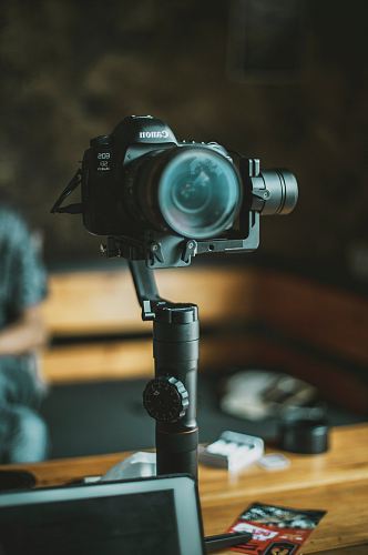 black Canon DSLR camera